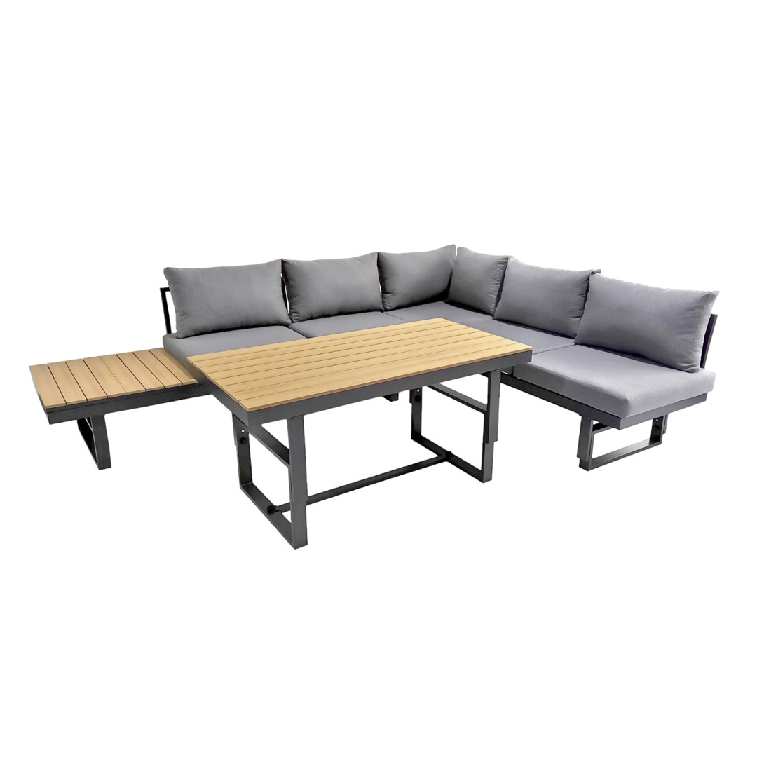 Outdoor Lounge Sofa Set Garden Furniture Two And Three Seater Sectional Bench With Height Adjustable Table