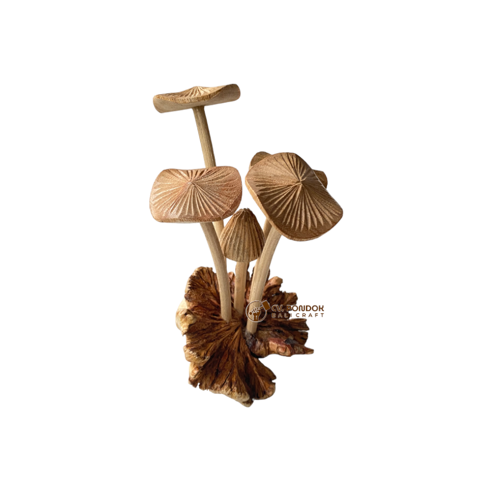 Home Decoration Handmade Wooden Mushroom Art for Table Decor Christmas Ornament Wood Carving Hand Carved