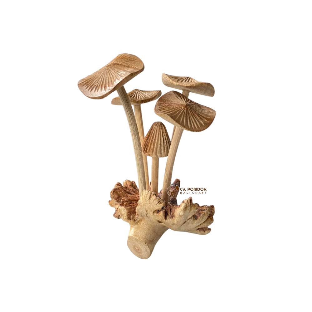 Home Decoration Handmade Wooden Mushroom Art for Table Decor Christmas Ornament Wood Carving Hand Carved