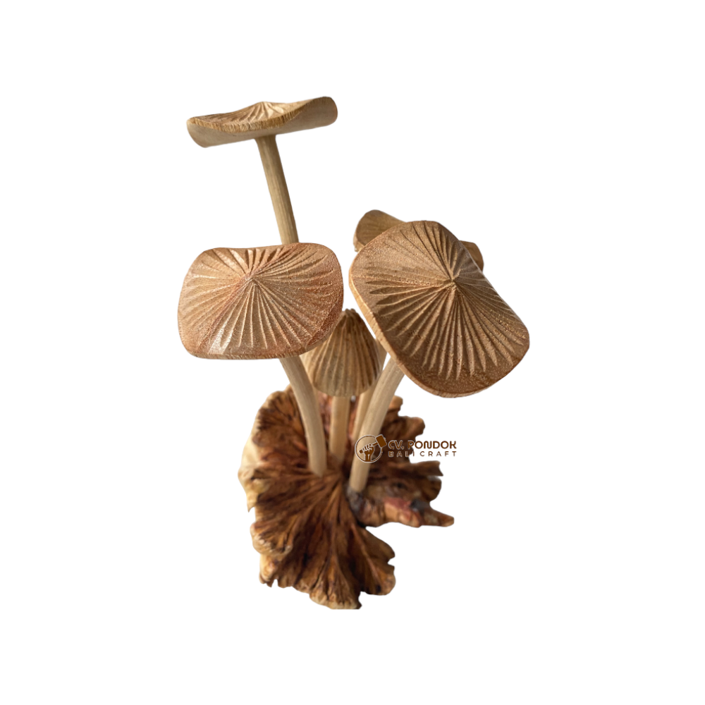 Home Decoration Handmade Wooden Mushroom Art for Table Decor Christmas Ornament Wood Carving Hand Carved