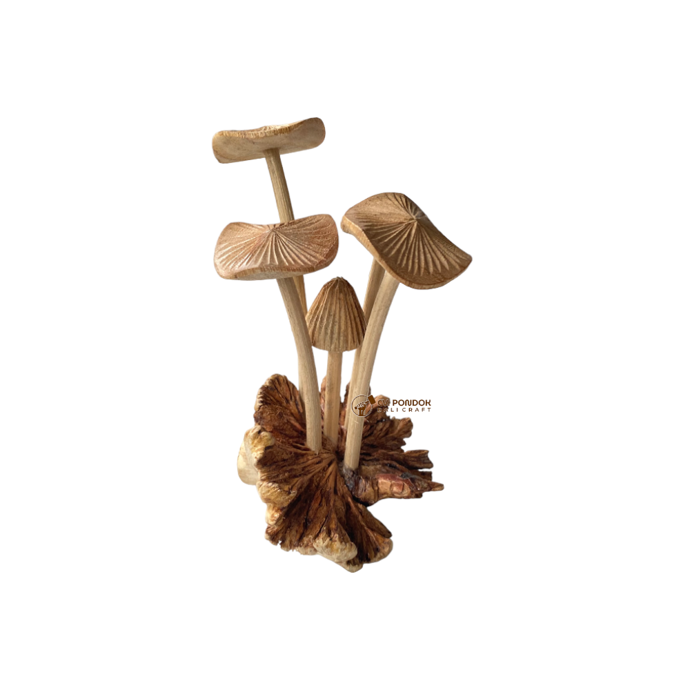 Home Decoration Handmade Wooden Mushroom Art for Table Decor Christmas Ornament Wood Carving Hand Carved