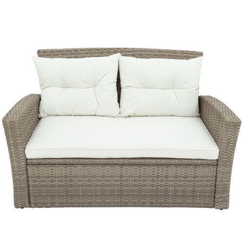 Sectional Rattan Sofa Set Outdoor Furniture With Ottoman Cushion - Mey