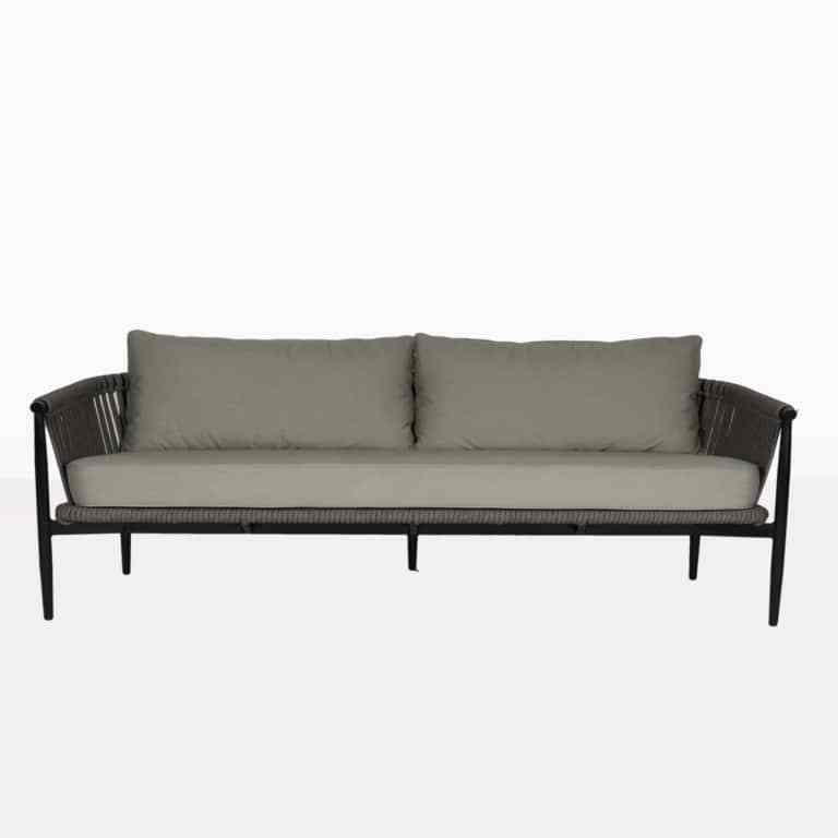 Black Wooden Grey Rope Three Seater Sofa Outdoor Furniture - Jeffrey