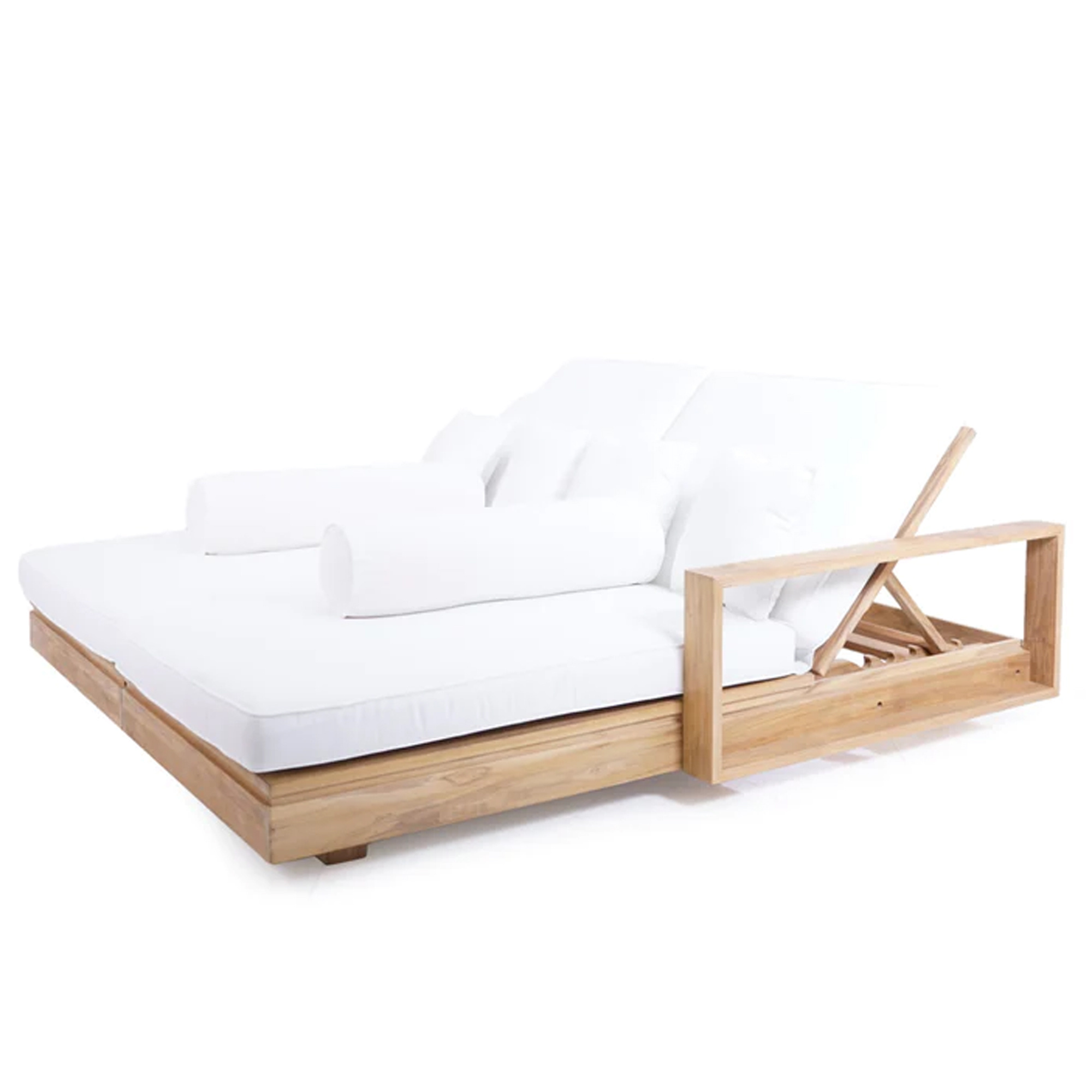 Double Sunbed Lounger With Armrest Villa Pool Side Outdoor - Margareth