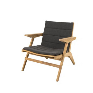 Lounge Chair Arm Teak Wood With BlackCushion Comfortable Outdoor-Nada