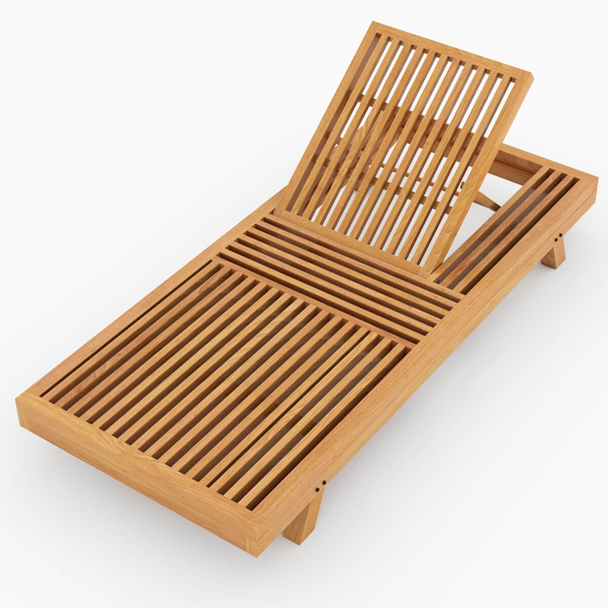 Rustic Teak Wood Outdoor Chaise Lounge Chair Adjustable Backrest - Qaf