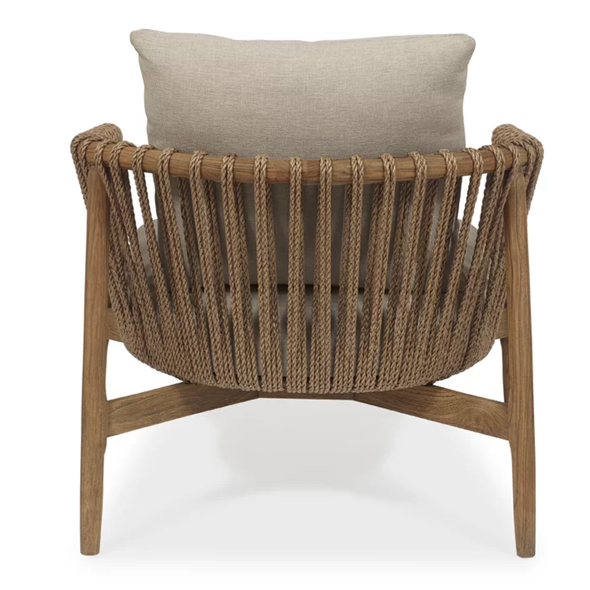 Handwoven Rope Accent Teak Wood Rattan Outdoor Patio Chair - Renata