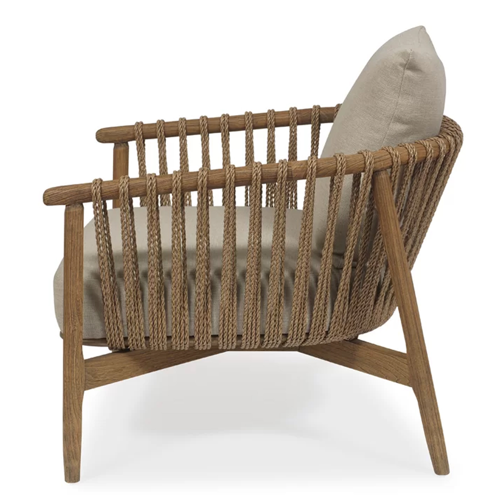 Handwoven Rope Accent Teak Wood Rattan Outdoor Patio Chair - Renata