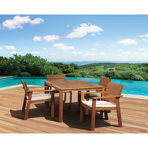 Set Dining Table Square 4 Chairs Outdoor Teak Wood Furniture - Jupiter