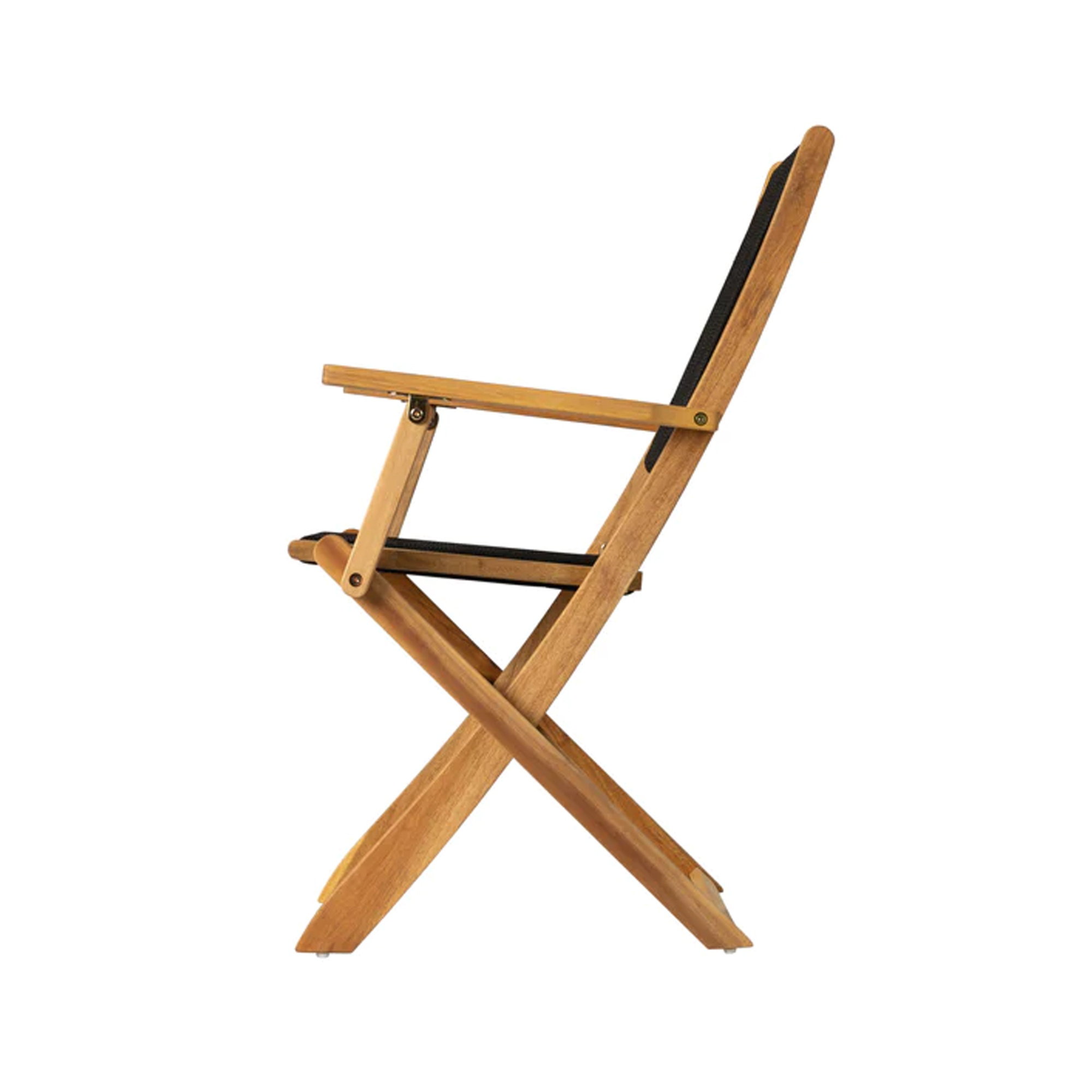 Beautiful Solid Teak Wood Folding Arm Chair In Black Cording - Benson