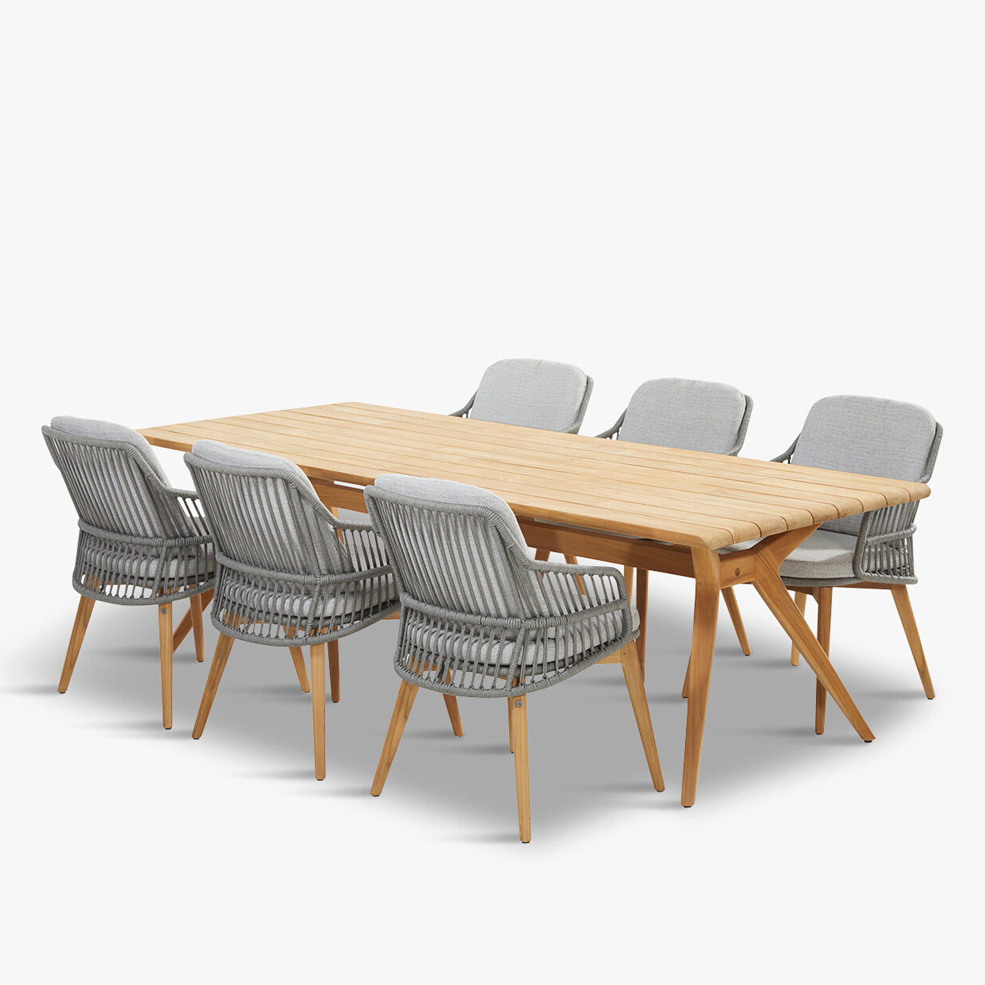 Outdoor Garden Table Dining Set With 6 Seater Chair Teak Wood -Georgia