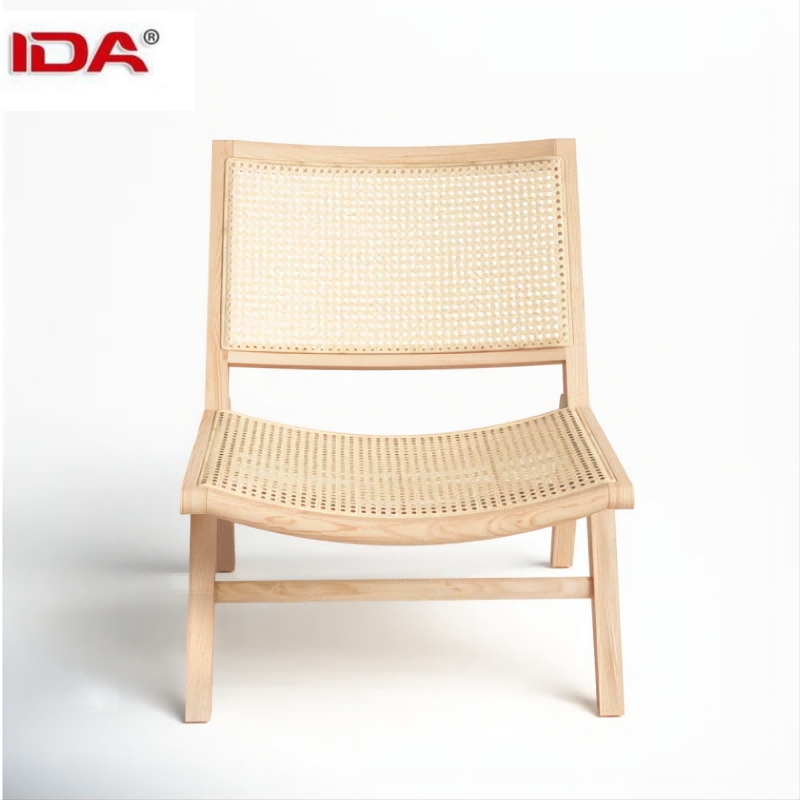 Mid-Century Rattan Accent Dining Chairs Bamboo Comfy Living Room Chairs Solid Leisure Armchair