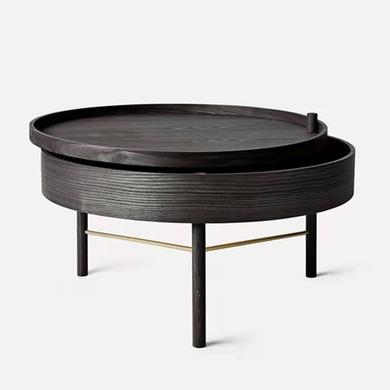 high end round coffee table double modern luxury stainless steel brass rotating black and gold coffee table solid wood table