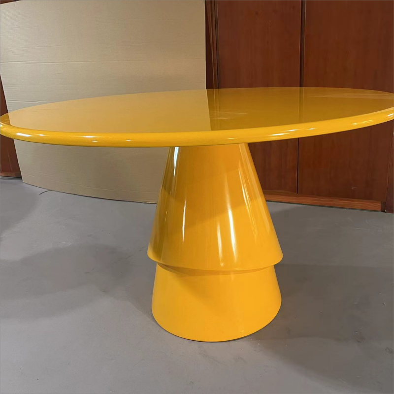 Modern Luxury Customization Hotel Restaurant Fiberglass Base Solid Wood Round Dining Table