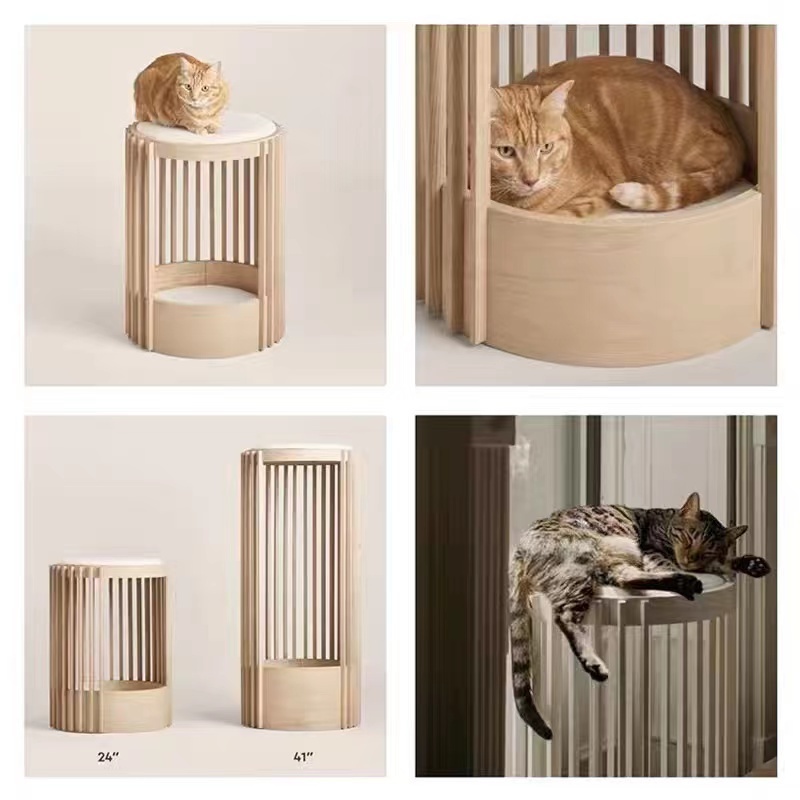 Pet Furniture Modern Solid Oak Wood Cat Chair New Custom Design Furniture Dog Cat Design  Seatpad House Cat bed