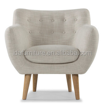 Upholstered Button Tufted Armchair Linen Fabric Sofa Chairs for Bedroom Living Room Mid-Century Modern Comfy Reading Chair