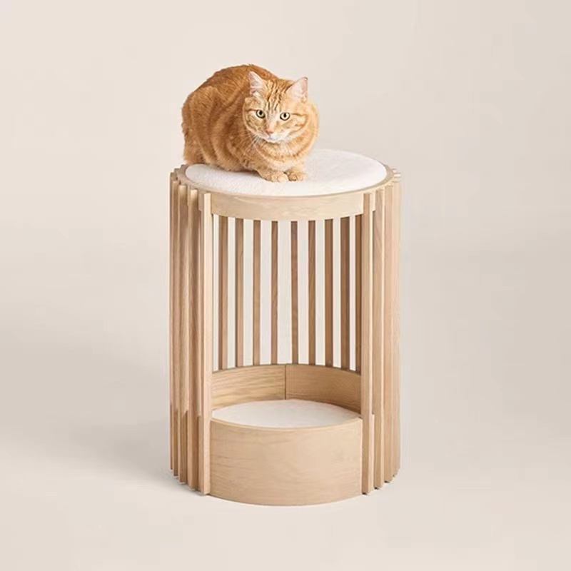 Pet Furniture Modern Solid Oak Wood Cat Chair New Custom Design Furniture Dog Cat Design  Seatpad House Cat bed