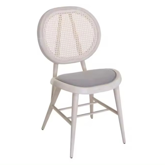 Modern wooden dining chair style simple rattan backrest suitable for home and restaurant use in summer cool