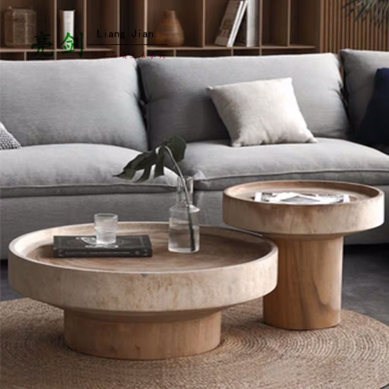 Simple Nordic Solid Wood Coffee Shop Furniture Table Small Apartment Round Wooden Tea Dining Table