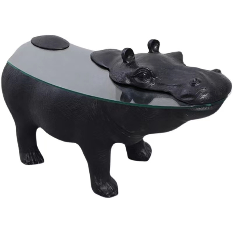 Idao simple  nordic hippo shaped glass tea table coffee table for living room