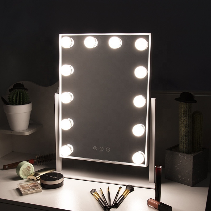 New Design Hollywood Led Makeup Mirror with Vanity Makeup Table 12 Light Bulbs