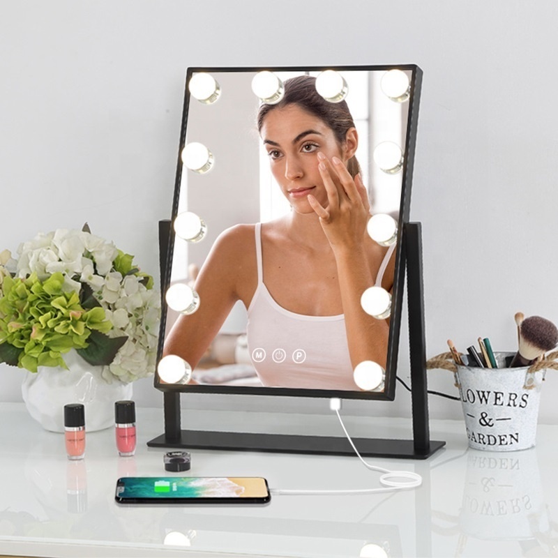 New Design Hollywood Led Makeup Mirror with Vanity Makeup Table 12 Light Bulbs