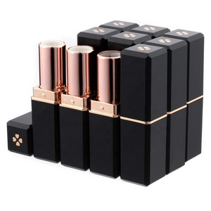 Popular Luxury Square Lip Gloss Empty Tubes Oil Cosmetic Packaging Containers Custom Flat Glitter Rose Gold Lipstick Tube Case