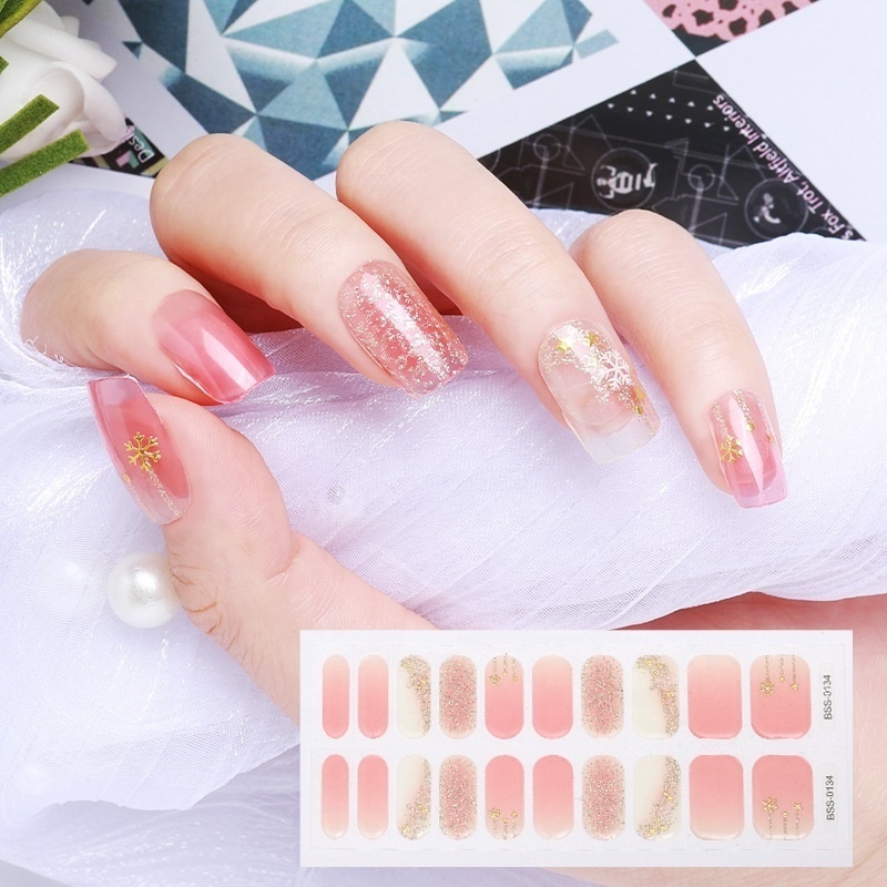 20pcs wholesale semi-cured lasting fashionable gel UV lamp gel nail sticker custom nail polish strips nail wraps