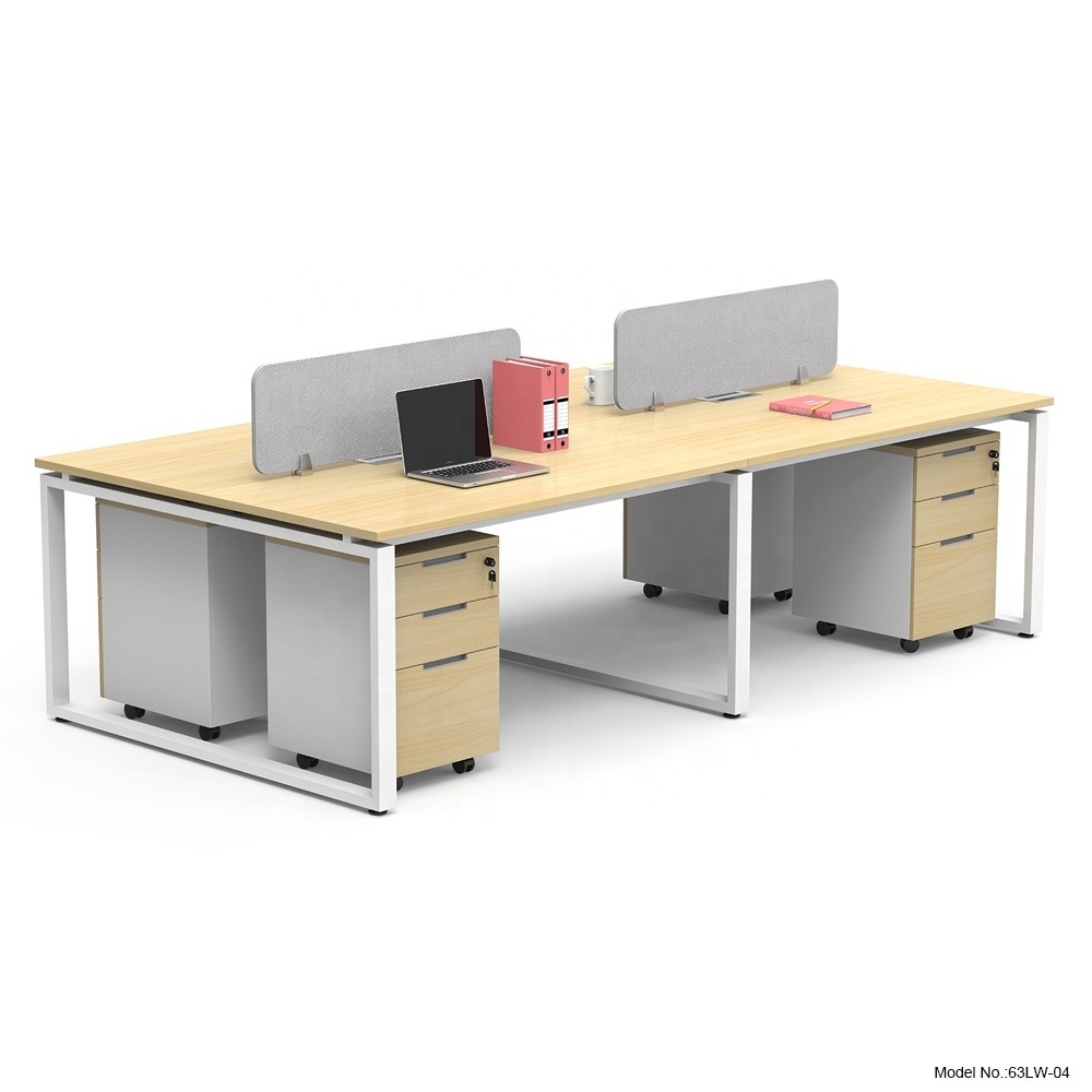 Modular office commercial furniture desk workstation table metal frame steel leg staff desk table work station desk for 4 people