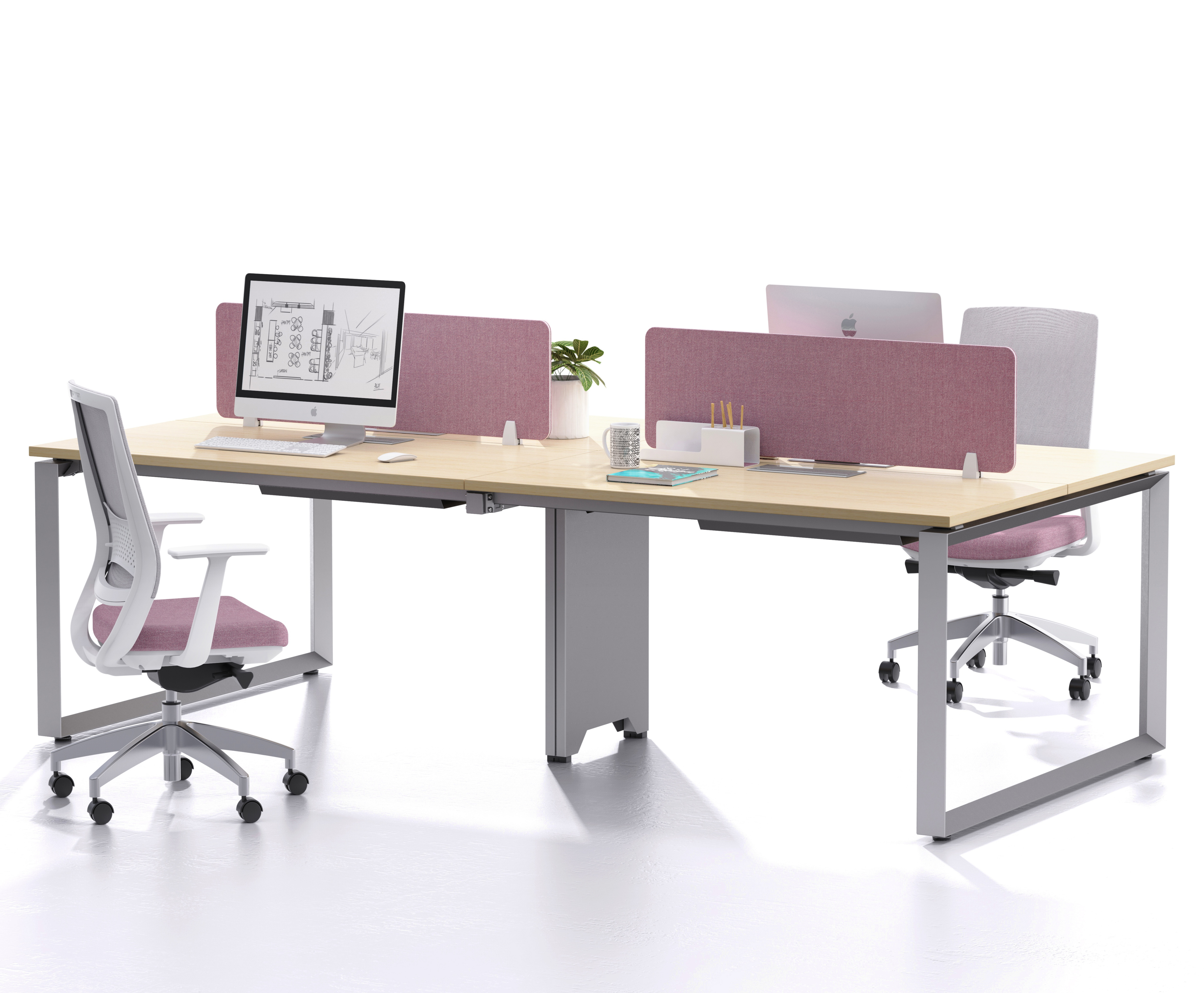 wholesale Modular new design Modern open spcace staff work desk 4 person office workstation furniture with divider screen