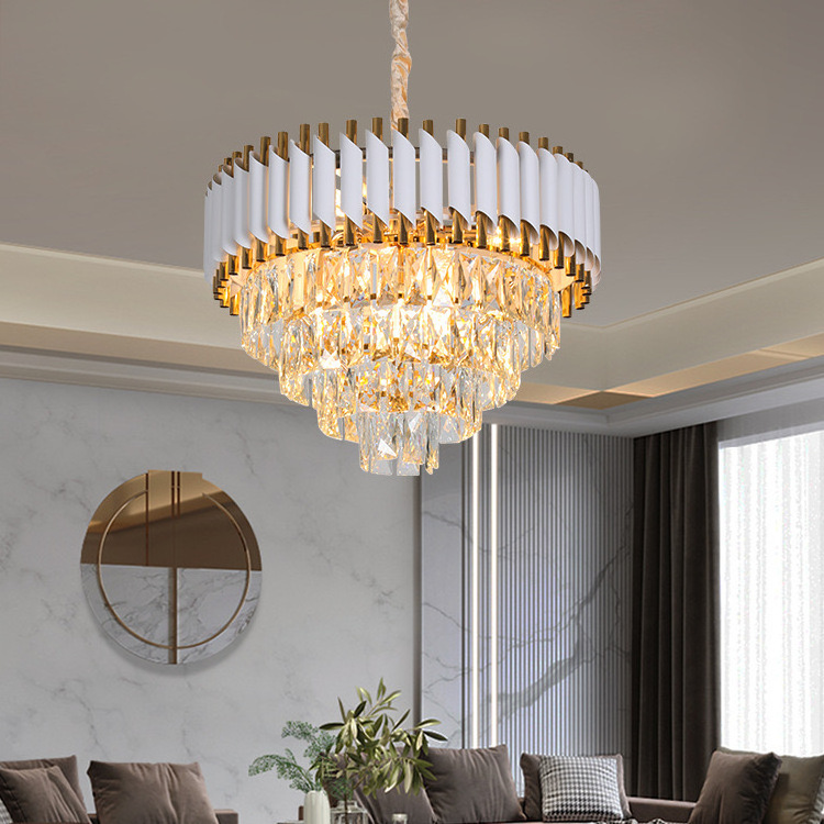 Modern Round Crystal Chandelier Lights Luxury Pendant Ceiling Light Contemporary Raindrop Chandeliers Lighting Fixture