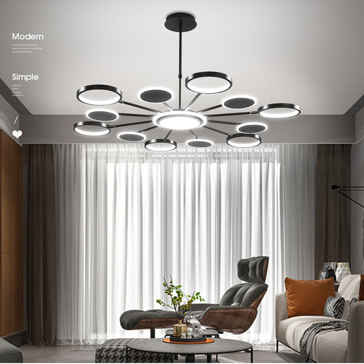 Contemporary Led Chandelier Lighting Dimmable Ceiling Dining Room Chandeliers Modern Large Led Light Fixtures Hanging