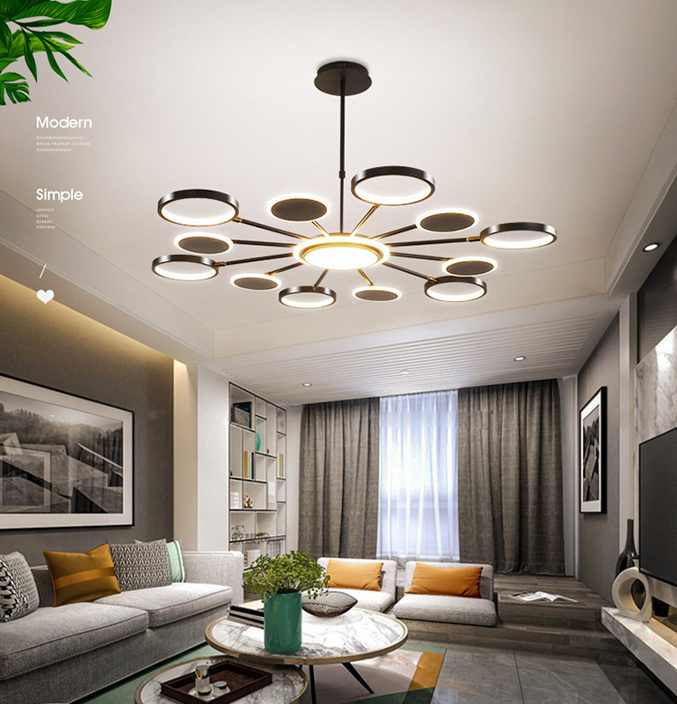 Contemporary Led Chandelier Lighting Dimmable Ceiling Dining Room Chandeliers Modern Large Led Light Fixtures Hanging