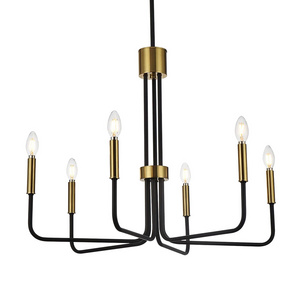 Black Gold Chandeliers for Dining Room 6-Light Vintage Farmhouse Chandelier Large Hanging Modern Light Fixture for Kitchen