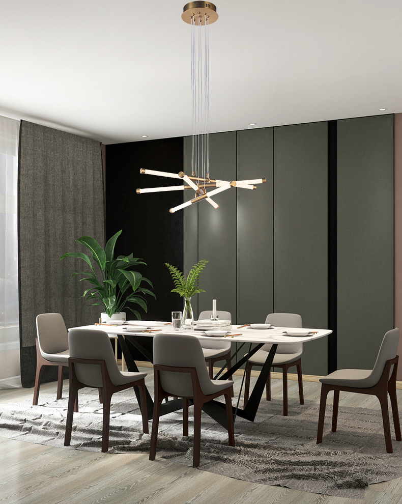 New LED Modern Luxury Aluminum Chandelier Hanging Pendant Lamp For Home Decor Dining Room Light Fixtures