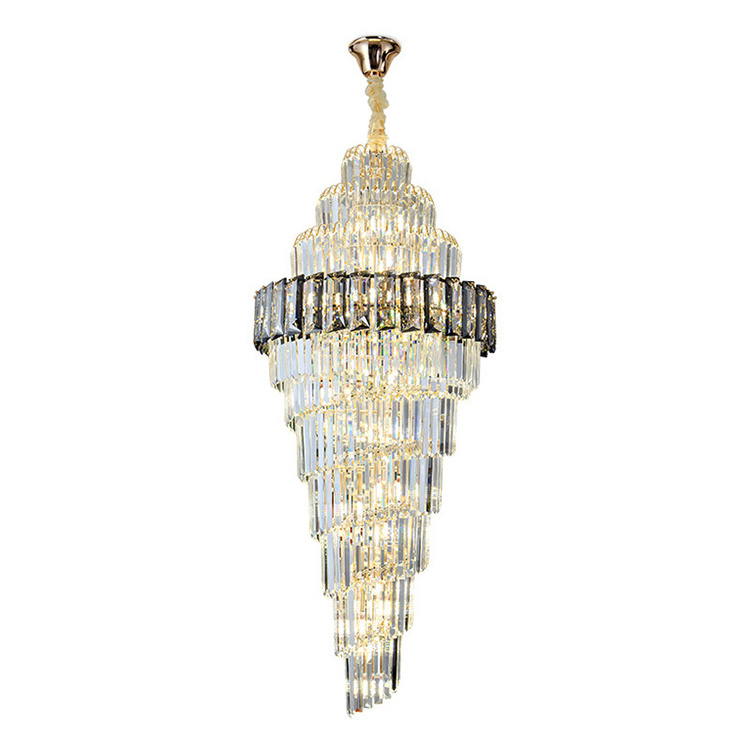 Elegant Big Modern Italian Design Crystal High Ceiling Pendant Light Chandelier for Living Room Hotel Stairs Foyer Entryway