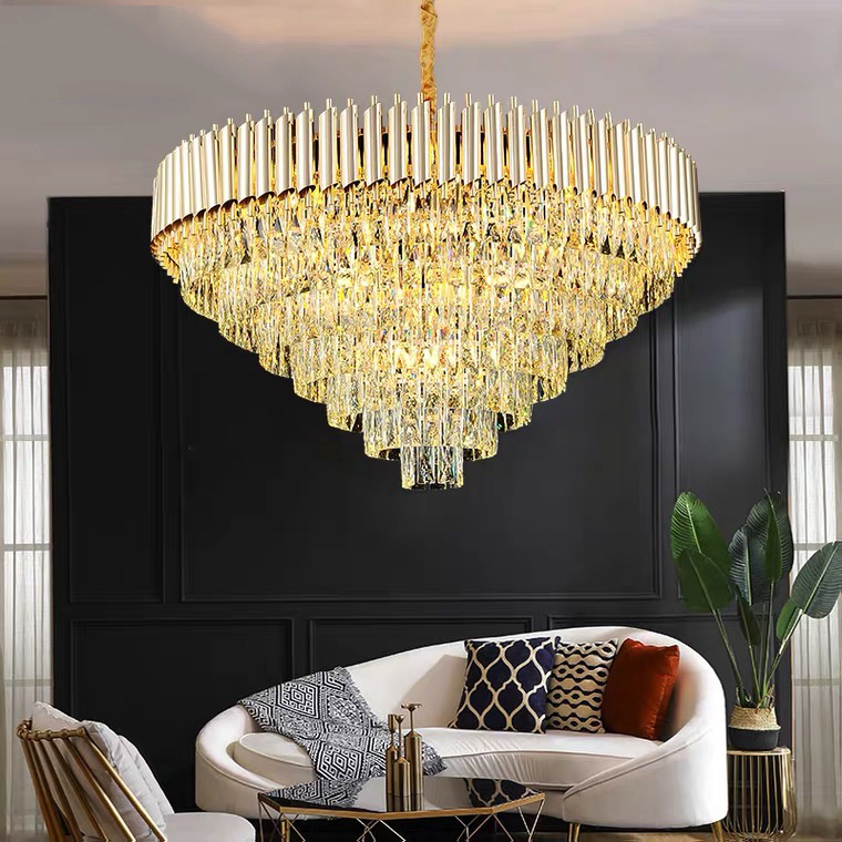 Modern Round Crystal Chandelier Lights Luxury Pendant Ceiling Light Contemporary Raindrop Chandeliers Lighting Fixture