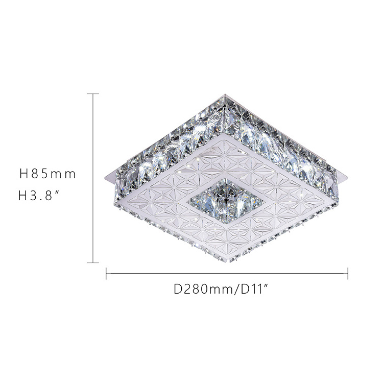 Small Chandelier Flush Mount Crystal Chandelier Light Fixture LED Ceiling Lamp for Bedroom, Hallway, Living Roomom, Dining