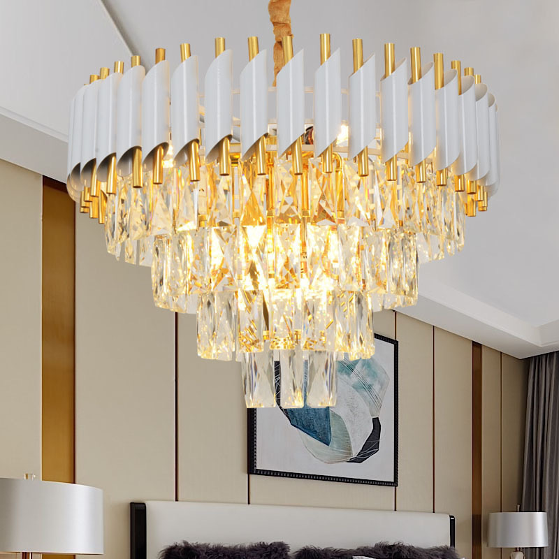 Modern Round Crystal Chandelier Lights Luxury Pendant Ceiling Light Contemporary Raindrop Chandeliers Lighting Fixture