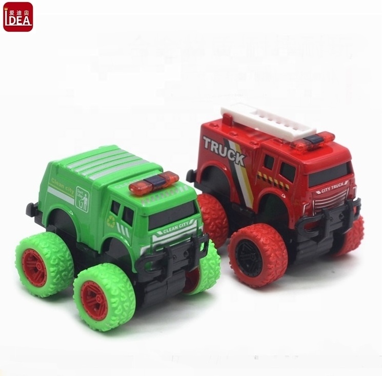 Hot sale big wheel diecast monster truck model toy cars Pull back alloy fire truck vehicles play set