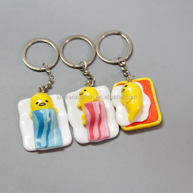 so lovely 4cm gudetama plastic key ring pvc keychain for promotion gifts