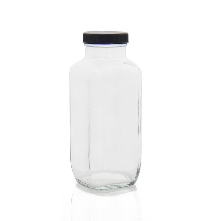 Juice Bottle 250ml 350ml 500ml French Square Juice Glass Bottles Packaging For Beverage