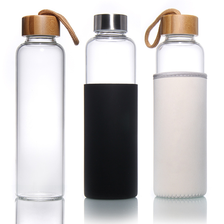 Borosilicate Glass Water Bottle with Stainless Steel Lid High Quality 750ml 1L Gym CLASSIC Adults Transparent Sustainable 1000