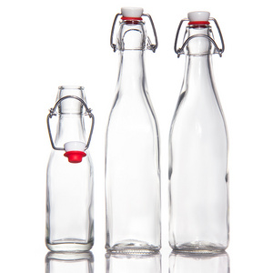 250ml 500ml 1000ml 1 liter square shape Swing Top Brewing Glass Bottle for Beverage