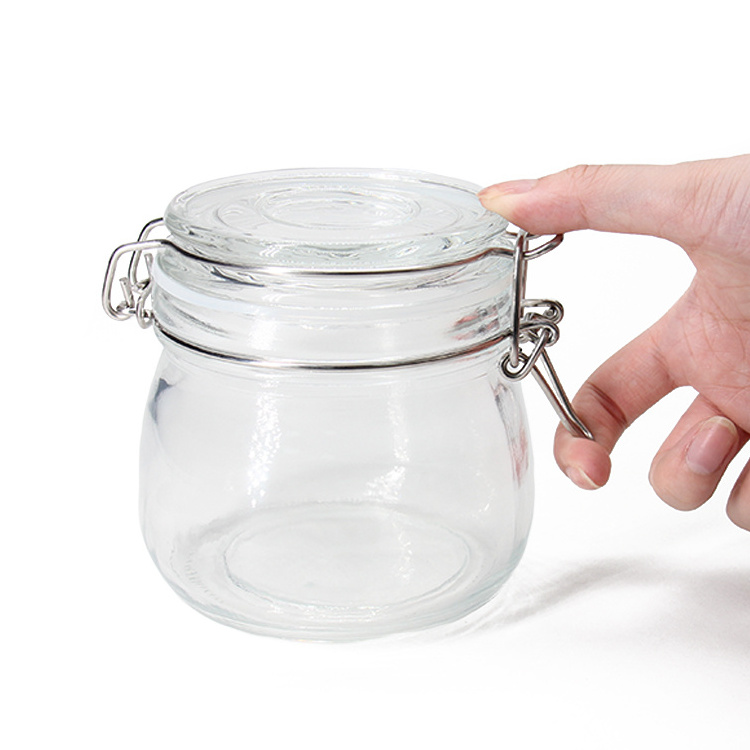 Kitchen 200ml Glass Food Storage Jar With Airtight Lid Glass Jars With Airtight Clipon Lids