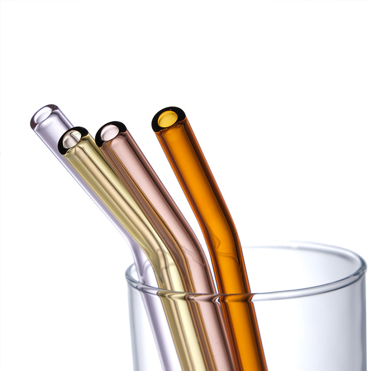 Reusable Colorful Transparent Straw Straight Glass Straw