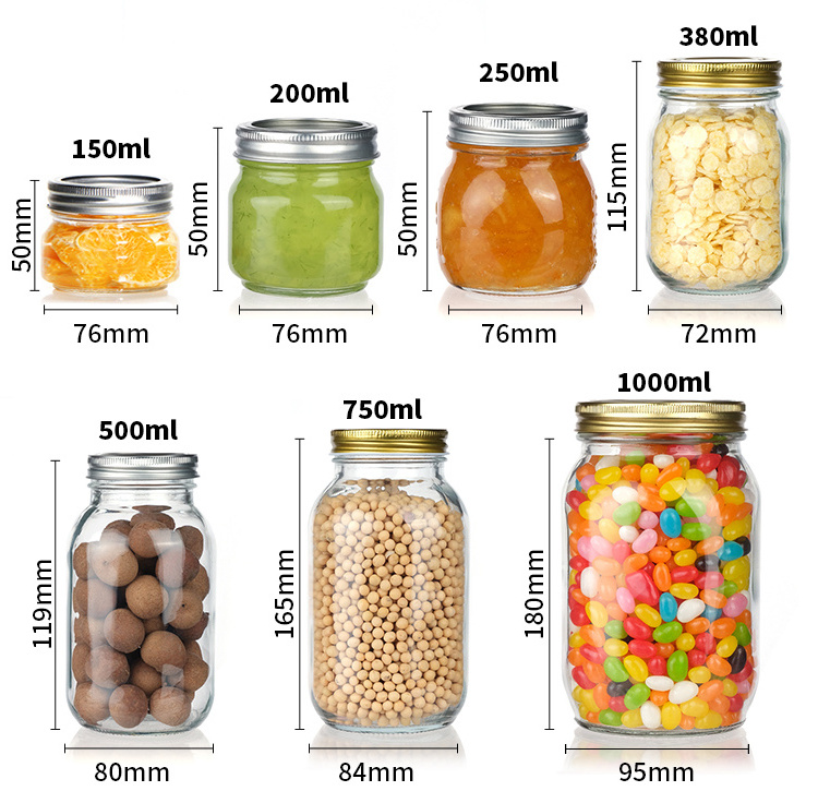 4 Oz 8Oz 12 Oz 16 Oz 300Ml Glass Mason Jar With Metal Lid/ Wide Mouth Mason Jam Jar