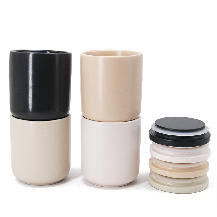 Factory Wholesale Matte Ceramic Candle Mason Jars With Wooden Lids