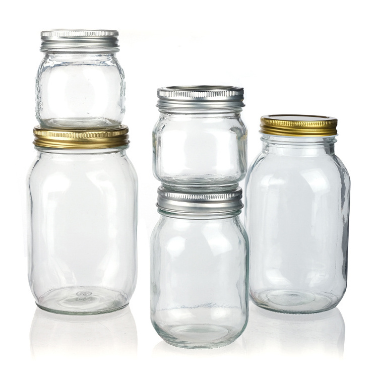 4 Oz 8Oz 12 Oz 16 Oz 300Ml Glass Mason Jar With Metal Lid/ Wide Mouth Mason Jam Jar