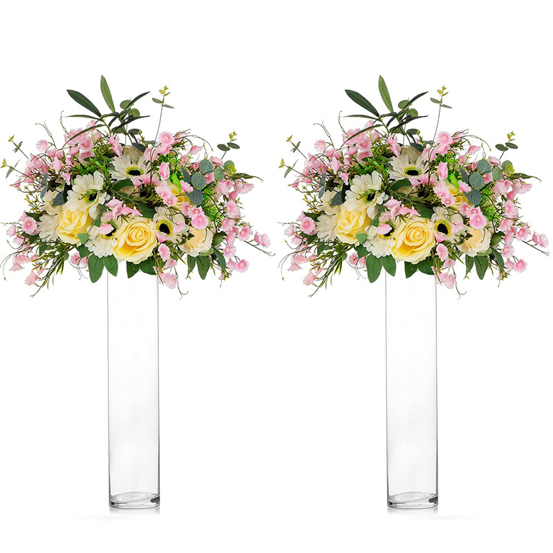 Wedding Centerpiece Tall Clear Glass Cylinder Vase